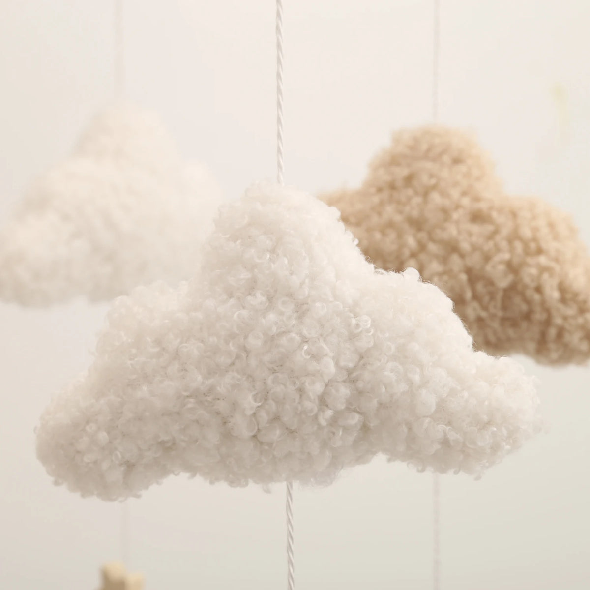 Boucle Baby Mobile Neutral Moon and Cloud Mobile Nursery Decor Cloud Cot Mobile