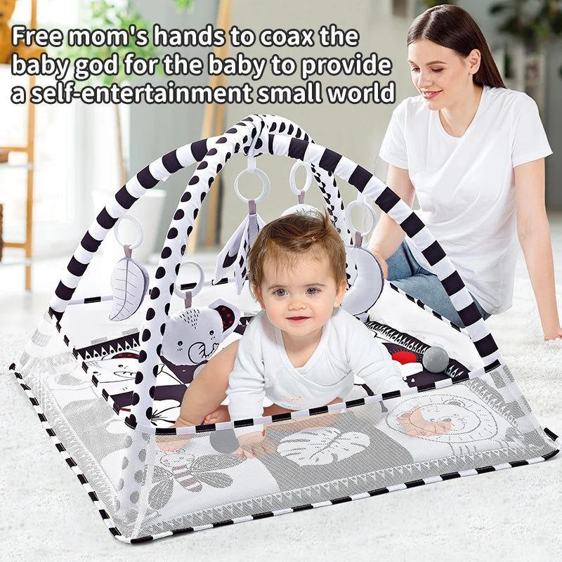 Newborn Fitness Frame Multifunctional Game Mat Cartoon Pattern Early Enlightenment Baby Play Mat Children's Playpen Toys Infant