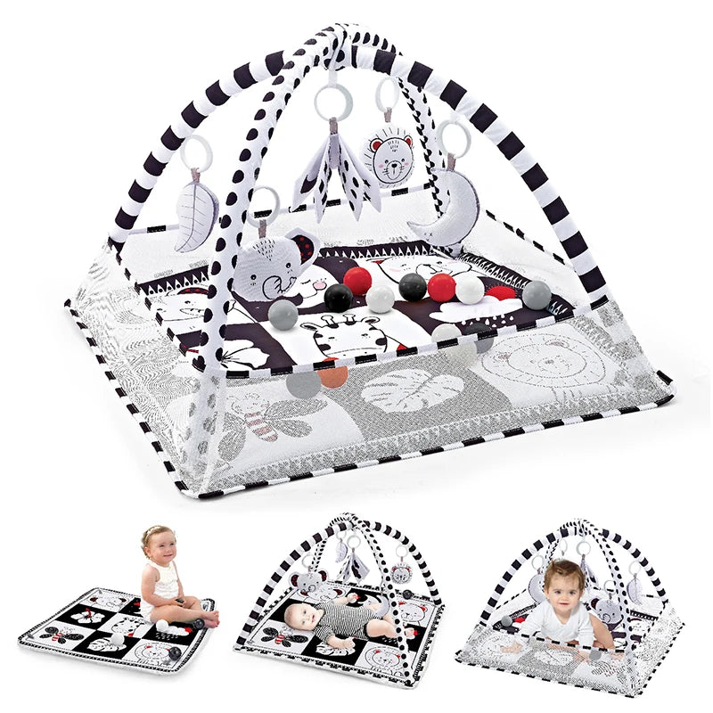 Newborn Fitness Frame Multifunctional Game Mat Cartoon Pattern Early Enlightenment Baby Play Mat Children's Playpen Toys Infant